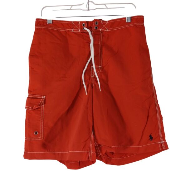 Polo Ralph Lauren cargo swim trunks board shorts mens Small red lined drawstring - Picture 1 of 9